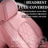 imageCoverado Car Seat Covers Full Set Faux Leather Seat Covers for Car Waterproof Car Seat Protectors 5 Seats Automotive Seat Covers Universal Fit for Most Cars SUV Trucks BlackampampWhiteAPink