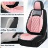imageCoverado Car Seat Covers Full Set Faux Leather Seat Covers for Car Waterproof Car Seat Protectors 5 Seats Automotive Seat Covers Universal Fit for Most Cars SUV Trucks BlackampampWhiteABlackPink