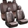 imageCoverado Car Seat Covers Full Set Faux Leather Seat Covers for Car Waterproof Car Seat Protectors 5 Seats Automotive Seat Covers Universal Fit for Most Cars SUV Trucks BlackampampWhiteBright Brown