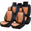 imageCoverado Car Seat Covers Full Set Universal Seat Cover for Cars Luxury Faux Leather Seat Covers Car Seat Protector Waterproof Automotive Seat Cover Car Seat Cushions Fit for Most Cars GrayampampPinkBlackBrown