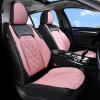 imageCoverado Car Seat Covers Full Set Faux Leather Seat Covers for Car Waterproof Car Seat Protectors 5 Seats Automotive Seat Covers Universal Fit for Most Cars SUV Trucks BlackampampWhiteABlackPink