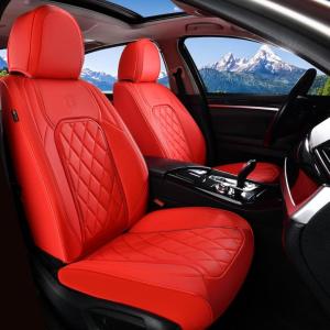 imageCoverado Car Seat Covers Full Set Faux Leather Seat Covers for Car Waterproof Car Seat Protectors 5 Seats Automotive Seat Covers Universal Fit for Most Cars SUV Trucks BlackampampWhiteARed