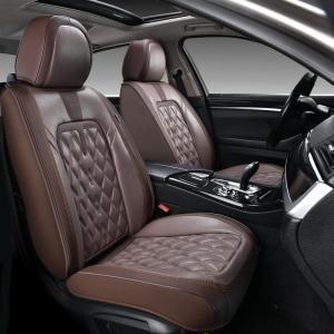 imageCoverado Car Seat Covers Full Set Faux Leather Seat Covers for Car Waterproof Car Seat Protectors 5 Seats Automotive Seat Covers Universal Fit for Most Cars SUV Trucks BlackampampWhiteBright Brown