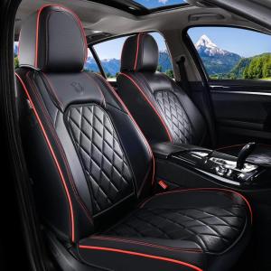 imageCoverado Car Seat Covers Full Set Faux Leather Seat Covers for Car Waterproof Car Seat Protectors 5 Seats Automotive Seat Covers Universal Fit for Most Cars SUV Trucks BlackampampWhiteABlackRed