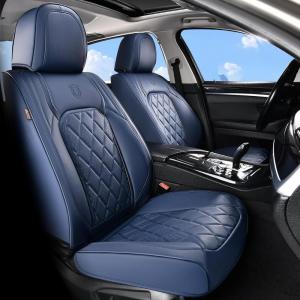 imageCoverado Car Seat Covers Full Set Faux Leather Seat Covers for Car Waterproof Car Seat Protectors 5 Seats Automotive Seat Covers Universal Fit for Most Cars SUV Trucks BlackampampWhiteABlue