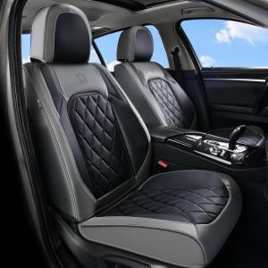 imageCoverado Car Seat Covers Full Set Faux Leather Seat Covers for Car Waterproof Car Seat Protectors 5 Seats Automotive Seat Covers Universal Fit for Most Cars SUV Trucks BlackampampWhiteAGrayBalck