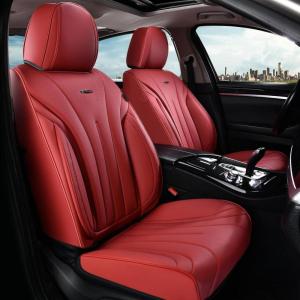 imageCoverado Car Seat Covers Full Set Universal Seat Cover for Cars Luxury Faux Leather Seat Covers Car Seat Protector Waterproof Automotive Seat Cover Car Seat Cushions Fit for Most Cars GrayampampPinkRed