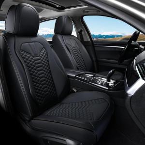 imageCoverado Front Seat Covers 2 Pieces Universal Seat Cover for Cars Breathable Nappa Leather Waterproof Car Seat Cover Car Seat Protector Driver Seat Cover Auto Seat Covers Fit for Cars BeigeBlack