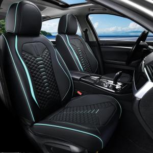 imageCoverado Front Seat Covers 2 Pieces Universal Seat Cover for Cars Breathable Nappa Leather Waterproof Car Seat Cover Car Seat Protector Driver Seat Cover Auto Seat Covers Fit for Cars BeigeBlackBlue