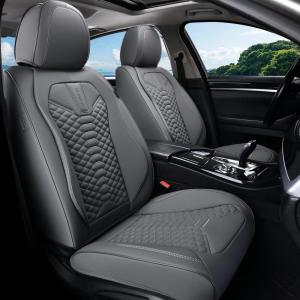 imageCoverado Front Seat Covers 2 Pieces Universal Seat Cover for Cars Breathable Nappa Leather Waterproof Car Seat Cover Car Seat Protector Driver Seat Cover Auto Seat Covers Fit for Cars BeigeGray