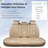 imageCoverado Car Seat Covers Beige Backseat Cover for Dogs Car Seat Protector for Back Seat Car Seat Cushion Nappa Leather 3Pieces Waterproof Seat Covers Carseat Cover Universal Fit for Most CarsBeige