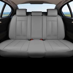 imageCoverado Car Seat Covers Beige Backseat Cover for Dogs Car Seat Protector for Back Seat Car Seat Cushion Nappa Leather 3Pieces Waterproof Seat Covers Carseat Cover Universal Fit for Most CarsGray