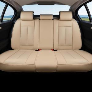 imageCoverado Car Seat Covers Beige Backseat Cover for Dogs Car Seat Protector for Back Seat Car Seat Cushion Nappa Leather 3Pieces Waterproof Seat Covers Carseat Cover Universal Fit for Most CarsBeige