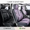 imageCoverado Car Seat Covers Front and Back Seat Covers Universal Seat Cover for Cars with Lumbar Support Faux Leather Car Seat Protector Waterproof Car Seat Cushions Fit for Most Vehicles BlueampampBlackBlackPurple