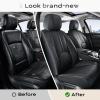 imageCoverado Car Seat Covers Front and Back Seat Covers Universal Seat Cover for Cars with Lumbar Support Faux Leather Car Seat Protector Waterproof Car Seat Cushions Fit for Most Vehicles BlueampampBlackBlack