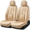 imageCoverado Car Seat Covers Front and Back Seat Covers Universal Seat Cover for Cars with Lumbar Support Faux Leather Car Seat Protector Waterproof Car Seat Cushions Fit for Most Vehicles BlueampampBlackBeige