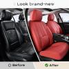 imageCoverado Car Seat Covers Front and Back Seat Covers Universal Seat Cover for Cars with Lumbar Support Faux Leather Car Seat Protector Waterproof Car Seat Cushions Fit for Most Vehicles BlueampampBlackRed