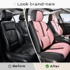 imageCoverado Car Seat Covers Front and Back Seat Covers Universal Seat Cover for Cars with Lumbar Support Faux Leather Car Seat Protector Waterproof Car Seat Cushions Fit for Most Vehicles BlueampampBlackBlackPink
