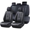 imageCoverado Car Seat Covers Front and Back Seat Covers Universal Seat Cover for Cars with Lumbar Support Faux Leather Car Seat Protector Waterproof Car Seat Cushions Fit for Most Vehicles BlueampampBlackBlack