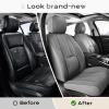 imageCoverado Car Seat Covers Front and Back Seat Covers Universal Seat Cover for Cars with Lumbar Support Faux Leather Car Seat Protector Waterproof Car Seat Cushions Fit for Most Vehicles BlueampampBlackGray