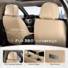 imageCoverado Car Seat Covers Front and Back Seat Covers Universal Seat Cover for Cars with Lumbar Support Faux Leather Car Seat Protector Waterproof Car Seat Cushions Fit for Most Vehicles BlueampampBlackBeige