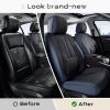 imageCoverado Car Seat Covers Front and Back Seat Covers Universal Seat Cover for Cars with Lumbar Support Faux Leather Car Seat Protector Waterproof Car Seat Cushions Fit for Most Vehicles BlueampampBlackBlueBlack