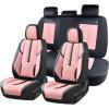imageCoverado Car Seat Covers Front and Back Seat Covers Universal Seat Cover for Cars with Lumbar Support Faux Leather Car Seat Protector Waterproof Car Seat Cushions Fit for Most Vehicles BlueampampBlackBlackPink