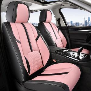 imageCoverado Car Seat Covers Front and Back Seat Covers Universal Seat Cover for Cars with Lumbar Support Faux Leather Car Seat Protector Waterproof Car Seat Cushions Fit for Most Vehicles BlueampampBlackBlackPink