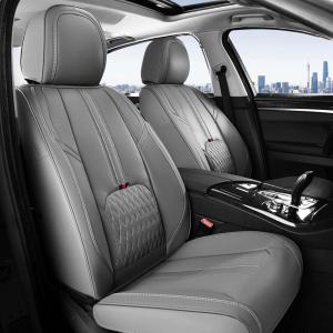 imageCoverado Car Seat Covers Front and Back Seat Covers Universal Seat Cover for Cars with Lumbar Support Faux Leather Car Seat Protector Waterproof Car Seat Cushions Fit for Most Vehicles BlueampampBlackGray