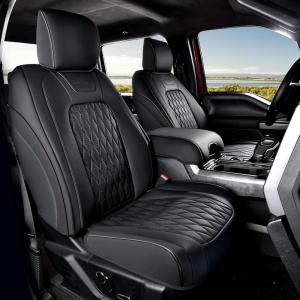 imageCoverado Leather Seat Covers Full Set Fit for Ford F150 F250 F350 F450 Waterproof Ford F150 Truck Seat Covers Fit for 20152025 F150 and 20172025 F250 F350 F450 BlackBlack