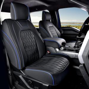 imageCoverado Leather Seat Covers Full Set Fit for Ford F150 F250 F350 F450 Waterproof Ford F150 Truck Seat Covers Fit for 20152025 F150 and 20172025 F250 F350 F450 BlackBlueline