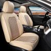 imageCoverado Leather Front Seat Covers 2Pack Universal Waterproof Breathable Leather Woven Leatherette Seat Cushions Auto Car Seats Protectors Fit for Most VehiclesBlackpureCWovenBeige