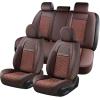 imageCoverado Leather Front Seat Covers 2Pack Universal Waterproof Breathable Leather Woven Leatherette Seat Cushions Auto Car Seats Protectors Fit for Most VehiclesBlackpureBrown