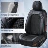 imageCoverado Leather Front Seat Covers 2Pack Universal Waterproof Breathable Leather Woven Leatherette Seat Cushions Auto Car Seats Protectors Fit for Most VehiclesBlackpureCWovenBlack