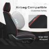 imageCoverado Leather Front Seat Covers 2Pack Universal Waterproof Breathable Leather Woven Leatherette Seat Cushions Auto Car Seats Protectors Fit for Most VehiclesBlackpureRed Line