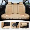 imageCoverado Leather Front Seat Covers 2Pack Universal Waterproof Breathable Leather Woven Leatherette Seat Cushions Auto Car Seats Protectors Fit for Most VehiclesBlackpureBeige