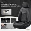 imageCoverado Leather Front Seat Covers 2Pack Universal Waterproof Breathable Leather Woven Leatherette Seat Cushions Auto Car Seats Protectors Fit for Most VehiclesBlackpureBlack