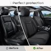 imageCoverado Leather Front Seat Covers 2Pack Universal Waterproof Breathable Leather Woven Leatherette Seat Cushions Auto Car Seats Protectors Fit for Most VehiclesBlackpureBlack