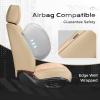 imageCoverado Leather Front Seat Covers 2Pack Universal Waterproof Breathable Leather Woven Leatherette Seat Cushions Auto Car Seats Protectors Fit for Most VehiclesBlackpureBeige