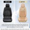 imageCoverado Leather Front Seat Covers 2Pack Universal Waterproof Breathable Leather Woven Leatherette Seat Cushions Auto Car Seats Protectors Fit for Most VehiclesBlackpureBeige