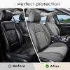 imageCoverado Leather Front Seat Covers 2Pack Universal Waterproof Breathable Leather Woven Leatherette Seat Cushions Auto Car Seats Protectors Fit for Most VehiclesBlackpureGray