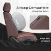 imageCoverado Leather Front Seat Covers 2Pack Universal Waterproof Breathable Leather Woven Leatherette Seat Cushions Auto Car Seats Protectors Fit for Most VehiclesBlackpureBrown