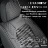 imageCoverado Leather Front Seat Covers 2Pack Universal Waterproof Breathable Leather Woven Leatherette Seat Cushions Auto Car Seats Protectors Fit for Most VehiclesBlackpureCWovenGray