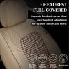 imageCoverado Leather Front Seat Covers 2Pack Universal Waterproof Breathable Leather Woven Leatherette Seat Cushions Auto Car Seats Protectors Fit for Most VehiclesBlackpureCWovenBeige