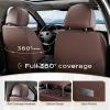imageCoverado Leather Front Seat Covers 2Pack Universal Waterproof Breathable Leather Woven Leatherette Seat Cushions Auto Car Seats Protectors Fit for Most VehiclesBlackpureBrown