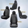 imageCoverado Leather Front Seat Covers 2Pack Universal Waterproof Breathable Leather Woven Leatherette Seat Cushions Auto Car Seats Protectors Fit for Most VehiclesBlackpureBlack