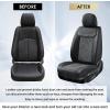 imageCoverado Leather Front Seat Covers 2Pack Universal Waterproof Breathable Leather Woven Leatherette Seat Cushions Auto Car Seats Protectors Fit for Most VehiclesBlackpureB2in1BlackGray