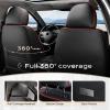 imageCoverado Leather Front Seat Covers 2Pack Universal Waterproof Breathable Leather Woven Leatherette Seat Cushions Auto Car Seats Protectors Fit for Most VehiclesBlackpureRed Line