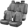 imageCoverado Leather Front Seat Covers 2Pack Universal Waterproof Breathable Leather Woven Leatherette Seat Cushions Auto Car Seats Protectors Fit for Most VehiclesBlackpureGray