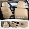 imageCoverado Leather Front Seat Covers 2Pack Universal Waterproof Breathable Leather Woven Leatherette Seat Cushions Auto Car Seats Protectors Fit for Most VehiclesBlackpureBeige
